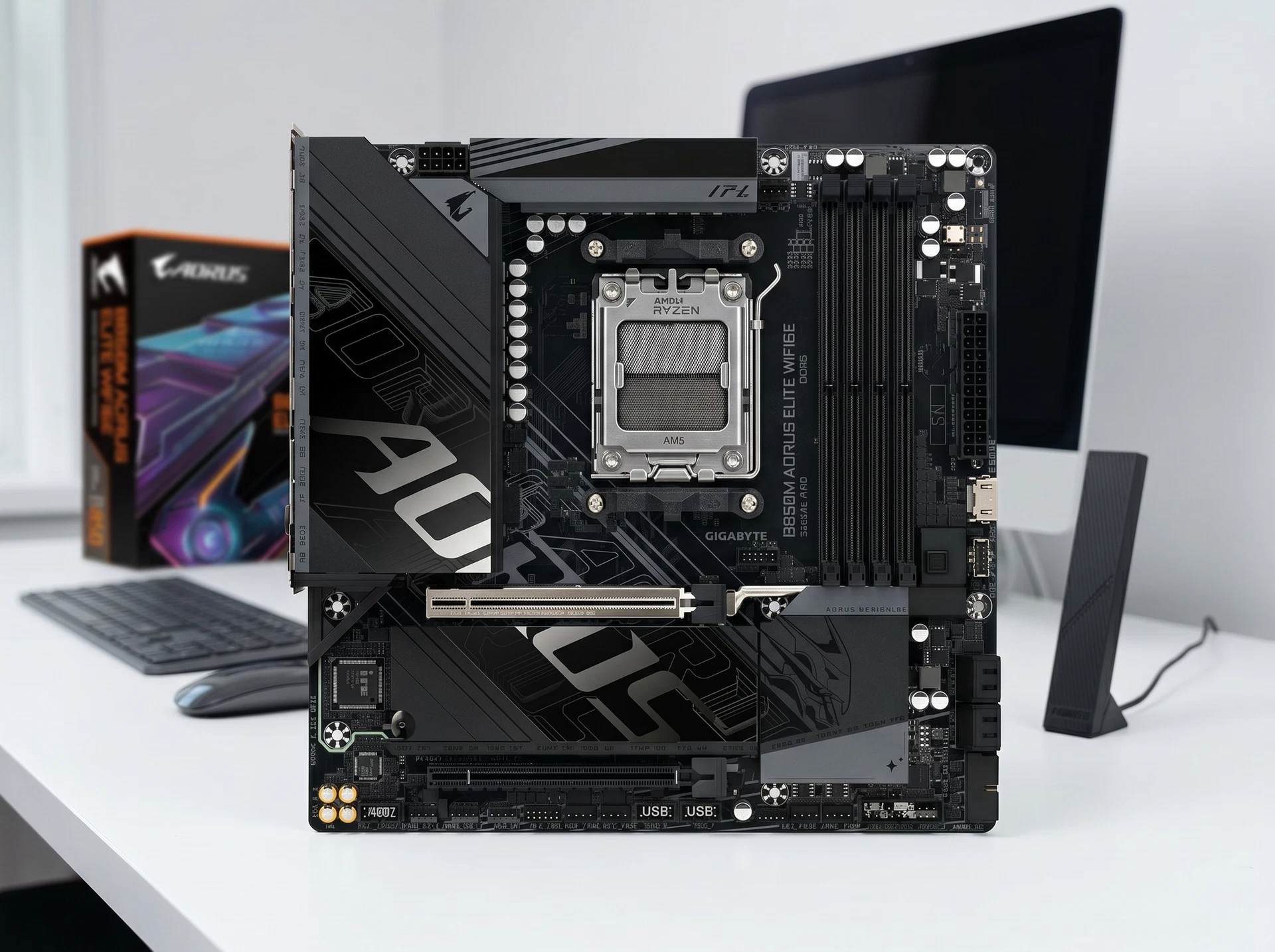 Материнская плата Gigabyte B850m Aorus Elite Wifi6e, Socket AM5, AMD B850, mATX, RTL - фото в интерьере