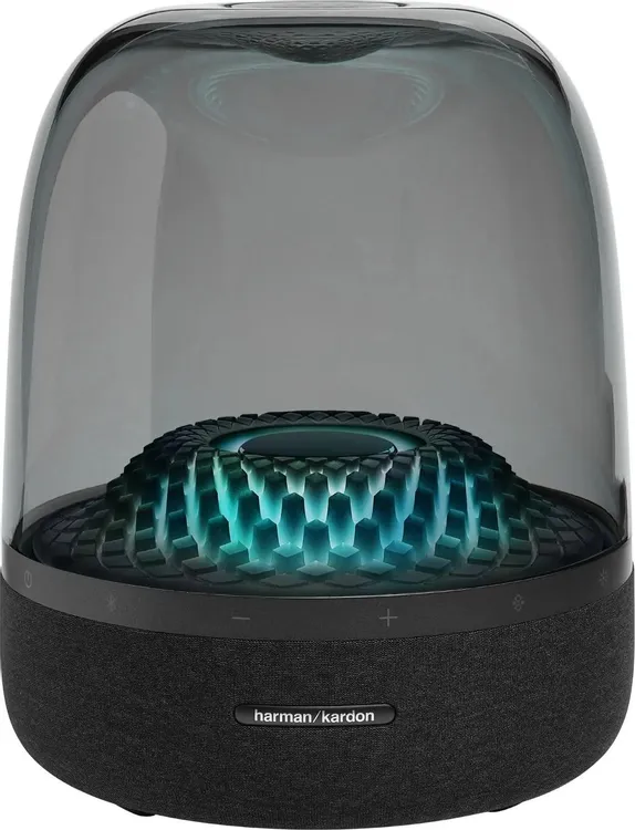 Harman Kardon Aura Studio 4 подсветка бирюзово-зелёная голографическая волна внутри купола