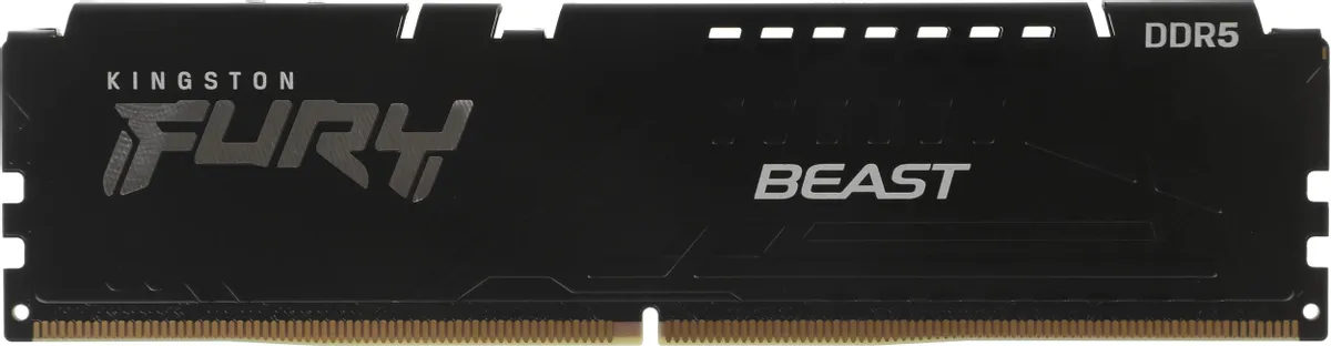 Kingston Fury Beast DDR5 KF552C40BB-8 модуль памяти вид спереди с логотипом и золотистыми контактами