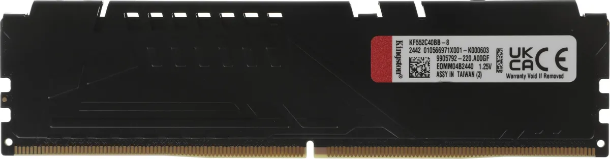 Kingston Fury KF552C40BB-8 задняя панель с техническими характеристиками серийным номером и маркировкой CE