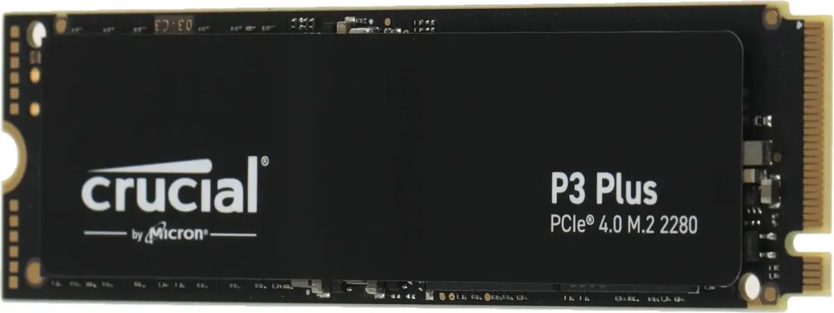 Crucial P3 Plus M.2 2280 боковой профиль тонкая конструкция электронные компоненты