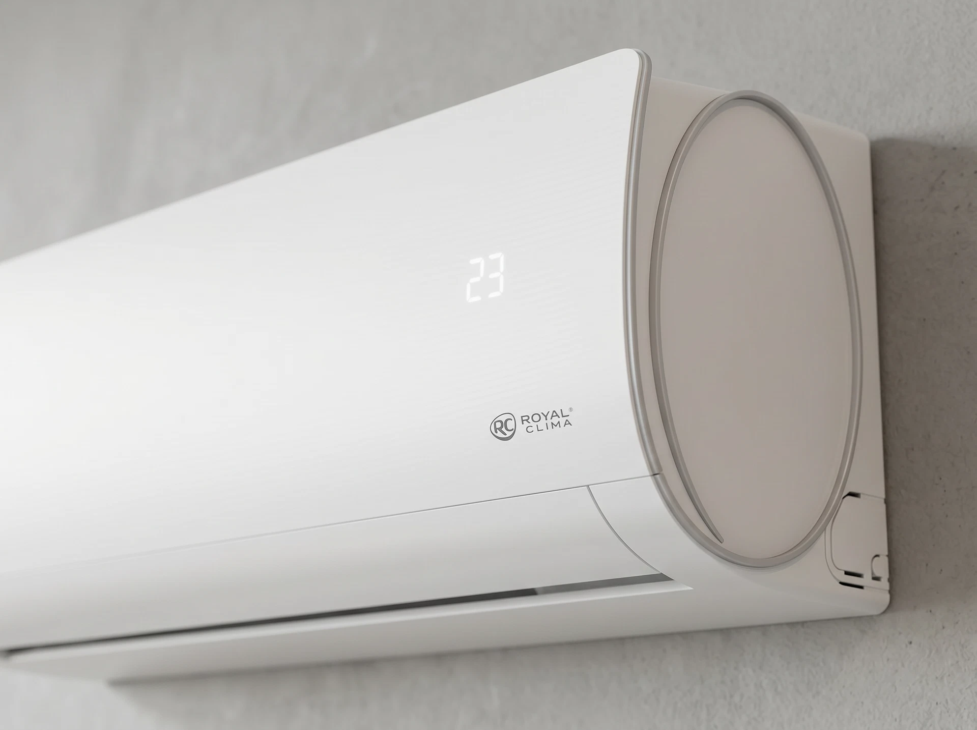 Royal Clima Aria RCI-AR35HN — настенный кондиционер в интерьере, вид сбоку