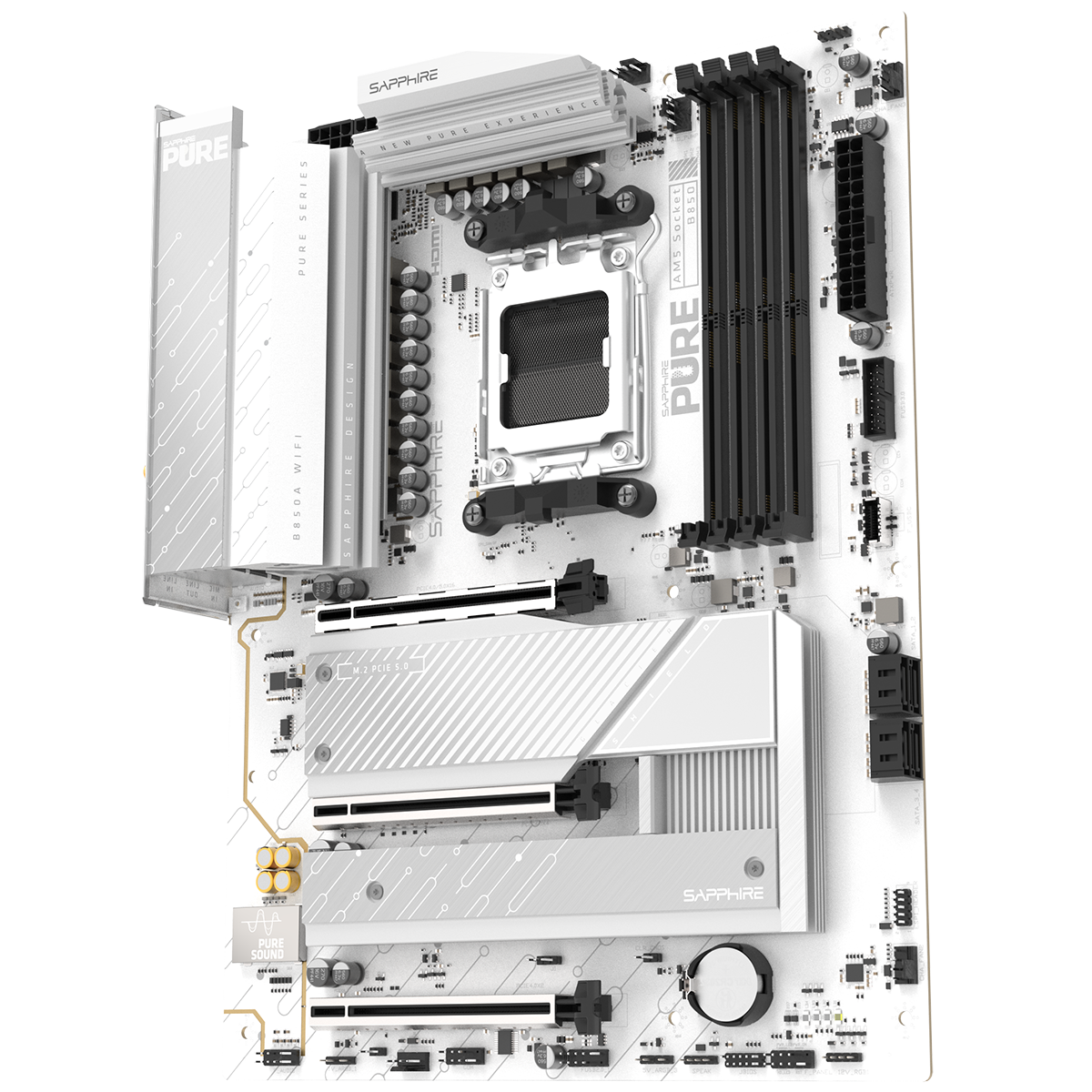 Sapphire Pure B850a WiFi 7 задняя панель порты и разъёмы