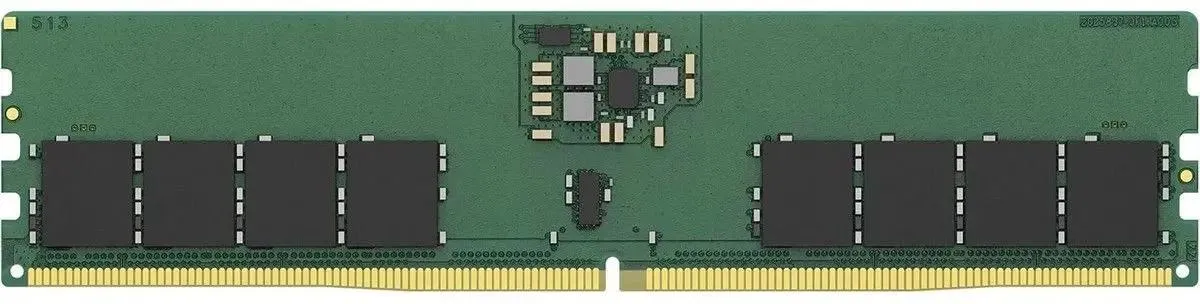Kingston KVR64A52BS8-32 DDR5 32 ГБ 6400 МГц — печатная плата, вид спереди, чипы памяти и золотистые контакты