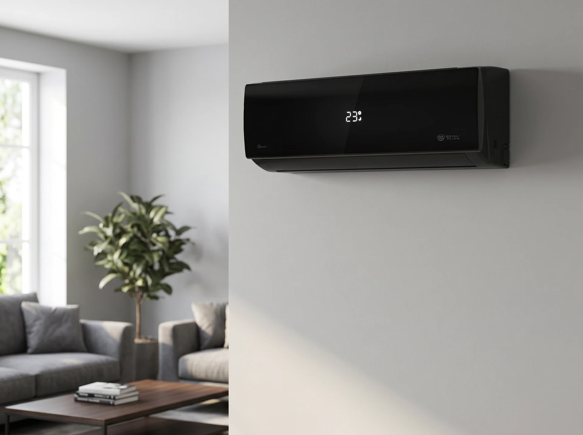 Royal Clima RC-AN22HN Attica Nero в интерьере &mdash; настенный блок в жилой комнате