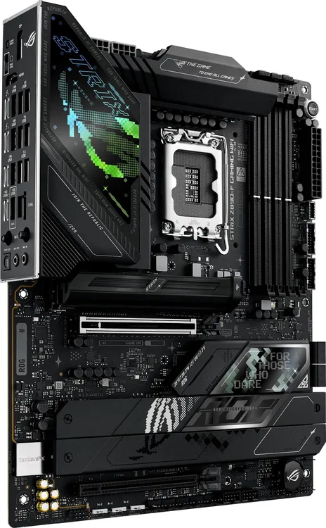 ASUS ROG Strix Z890-F Gaming WiFi пять слотов M.2 и зона накопителей на плате ATX