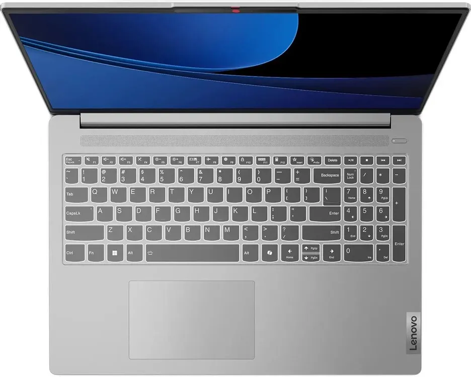 Lenovo IdeaPad Slim 5 16IMH9 вид сверху, полноразмерная клавиатура с цифровым блоком и тачпад