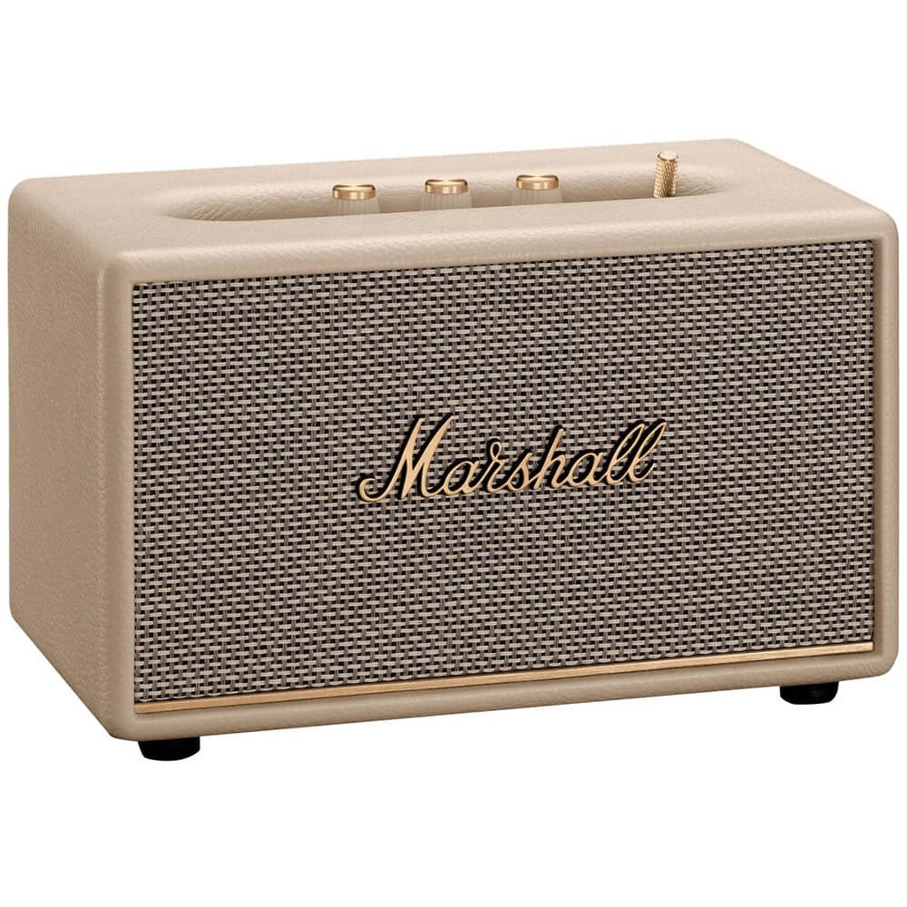 Marshall Acton III Cream вид спереди — сетчатая панель, логотип, органы управления сверху