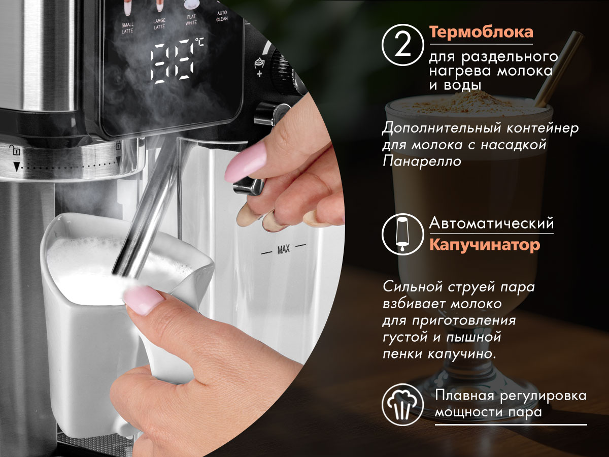 Tuarex TK-1265 сенсорная панель управления с дисплеем и съёмным контейнером для молока