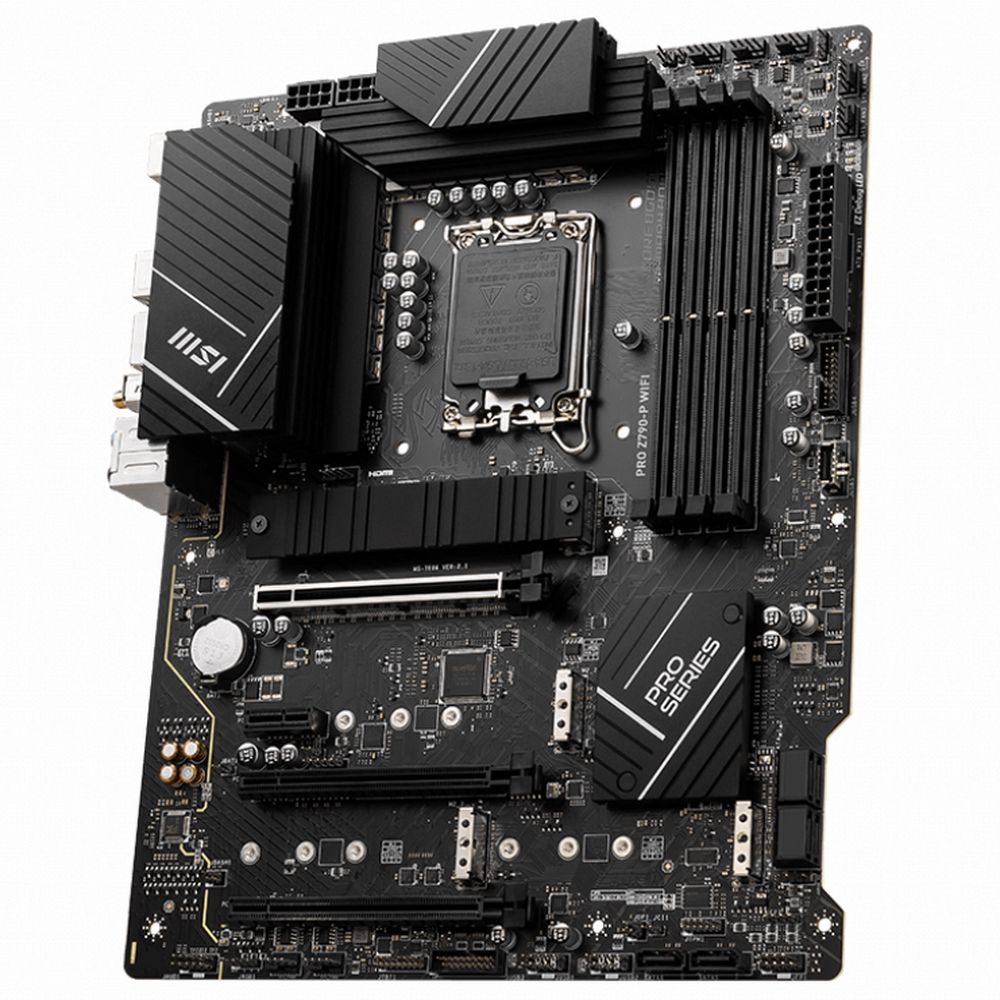 MSI Pro Z790-P WiFi материнская плата — вид сверху, разъёмы M.2 и слоты DIMM