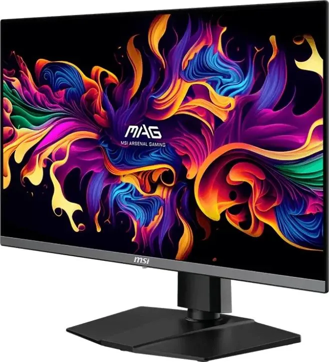 MSI MAG 272UP вид спереди, тонкая рамка, яркие насыщенные цвета на дисплее QD-OLED