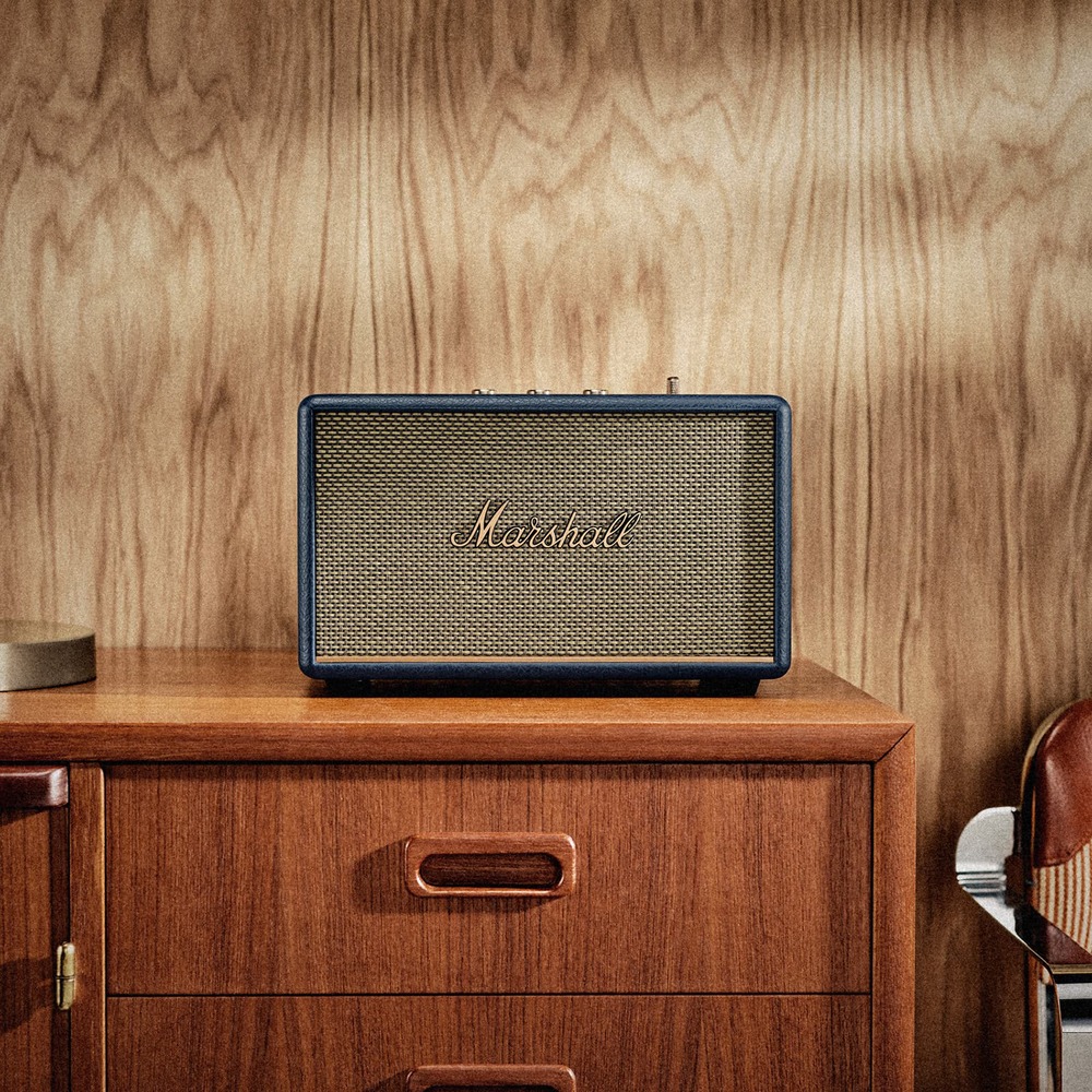 Marshall Acton III Midnight Blue вид сбоку горизонтальная ориентация классический дизайн