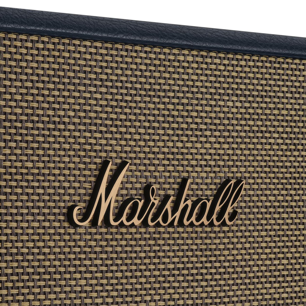 Marshall Acton III Midnight Blue крупный план решётки динамика с логотипом