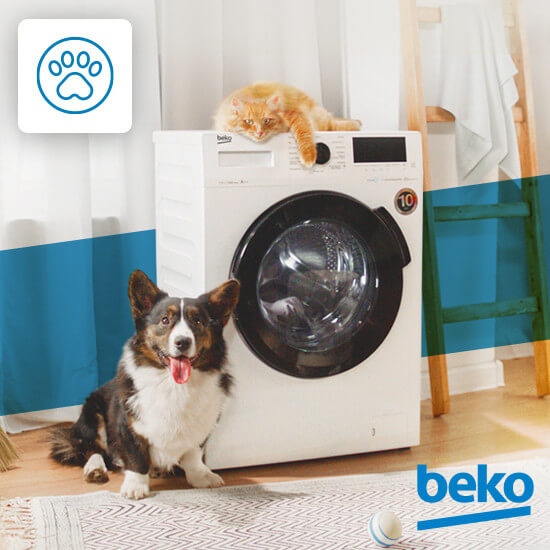 Beko WSPE7612A стиральная машина с тёмным люком &mdash; безопасна рядом с домашними животными