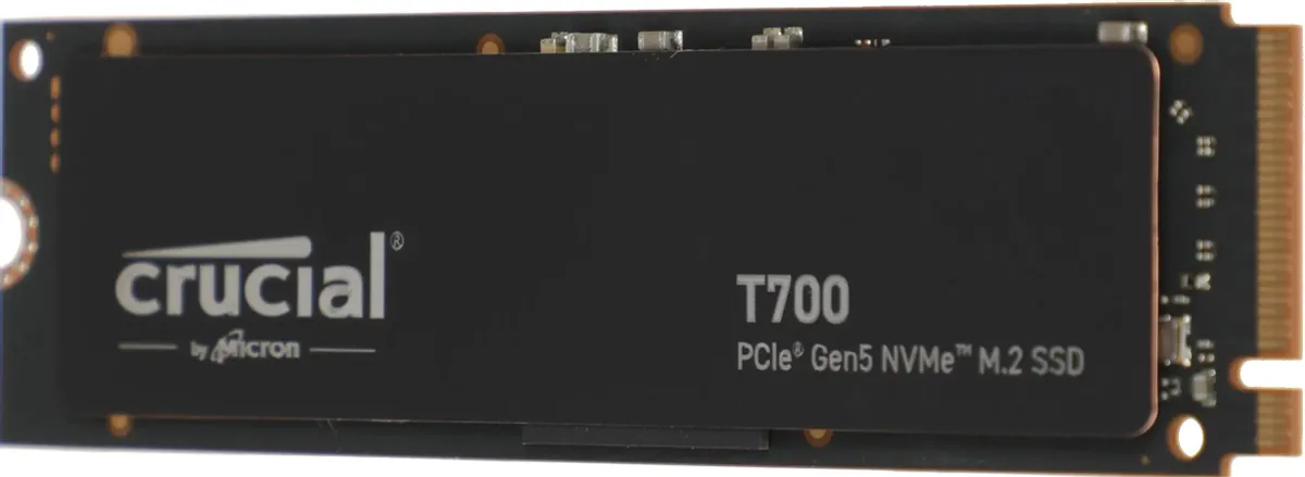 Crucial T700 2TB PCIe 5.0 NVMe M.2 2280 вид сверху — корпус с разъёмами подключения