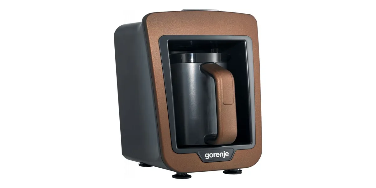 Gorenje ATCM730T электрическая турка вид спереди и сбоку медный корпус