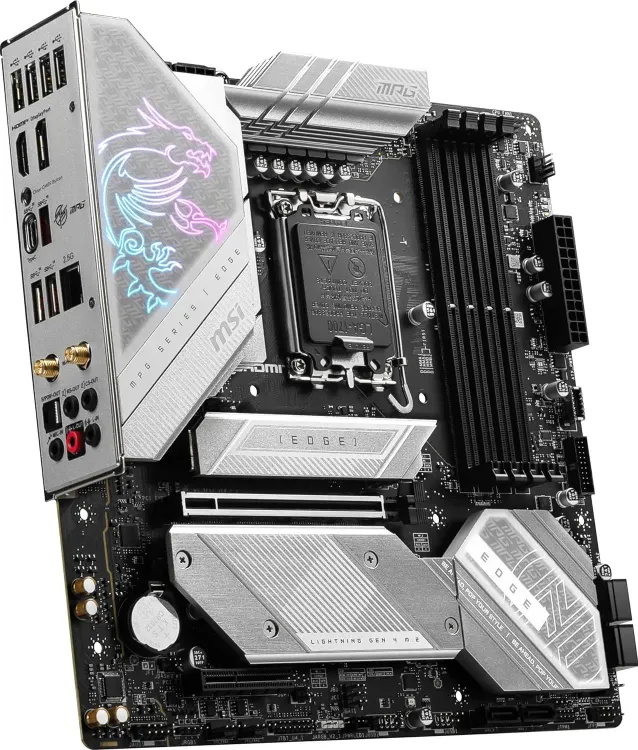 MSI MPG B760M Edge Ti WiFi задняя панель с портами USB, аудио и сокет LGA 1700