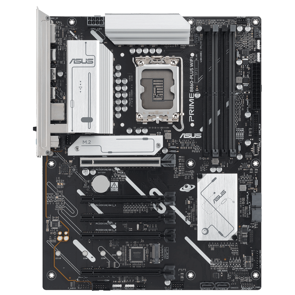 ASUS Prime B860-Plus WiFi слоты DDR5 и разводка платы ATX LGA 1851