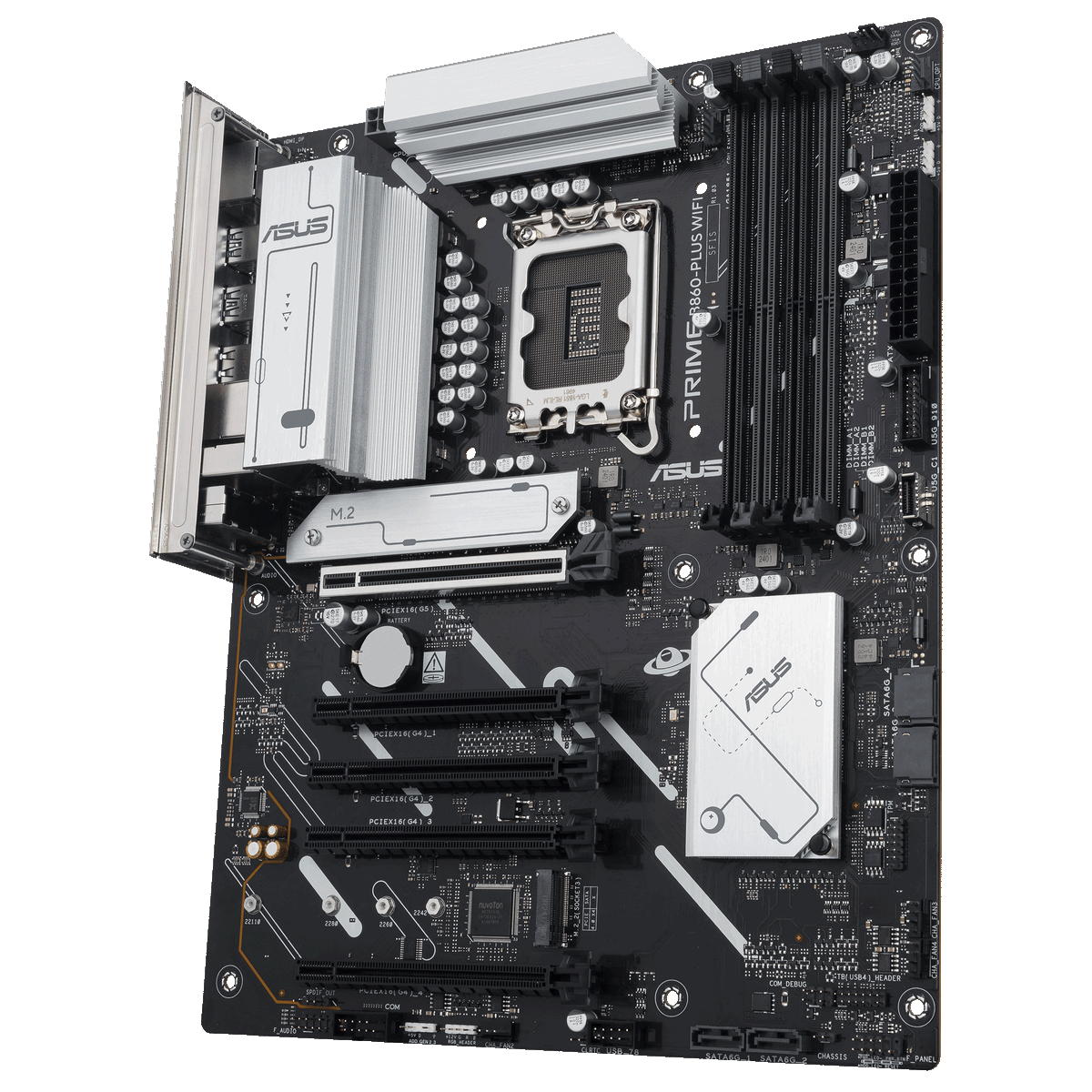 ASUS Prime B860-Plus WiFi общий вид компоновки ATX радиаторы VRM M.2
