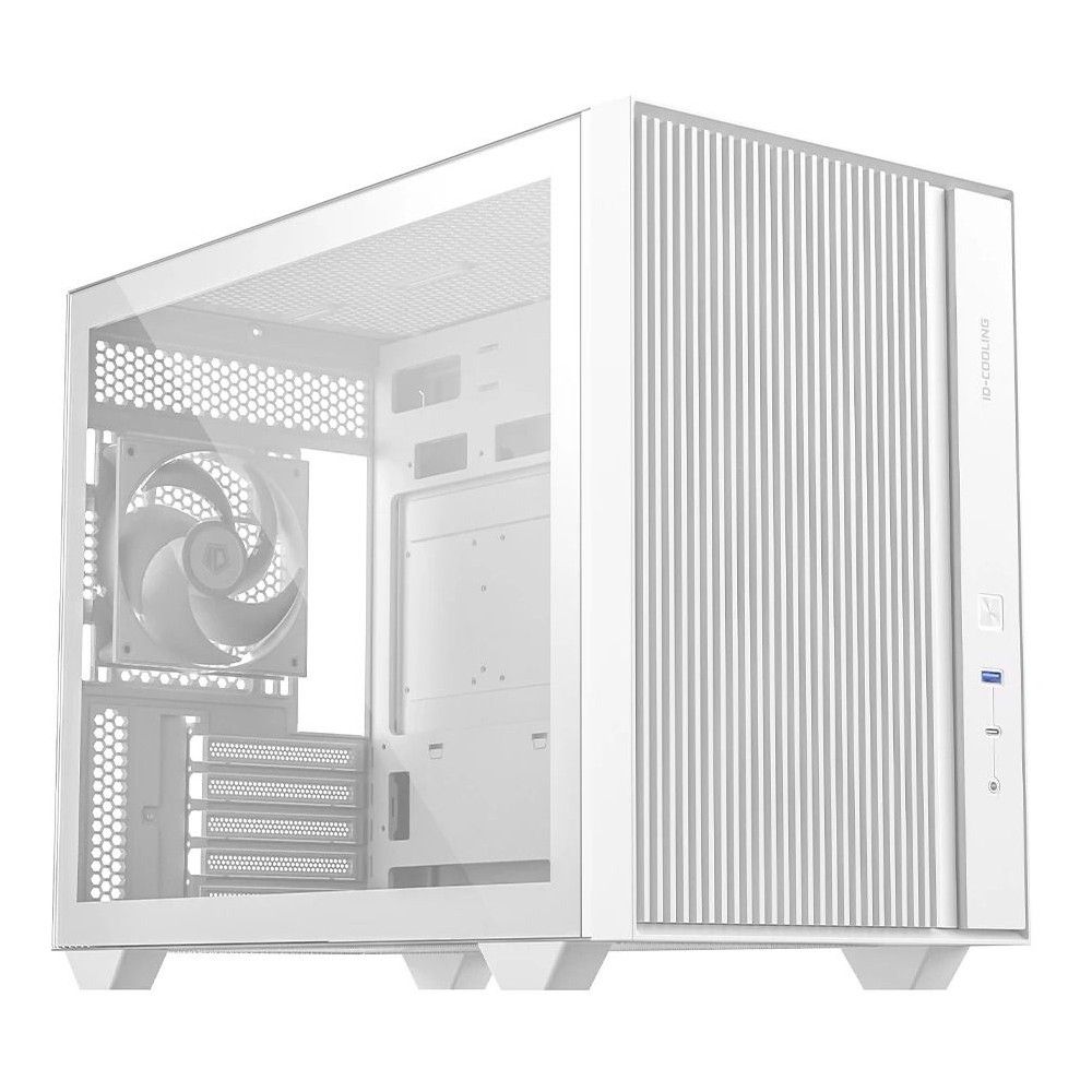 ID-Cooling FLOW 500 AIR WH боковой профиль открытая панель вентилятор материнская плата слоты расширения