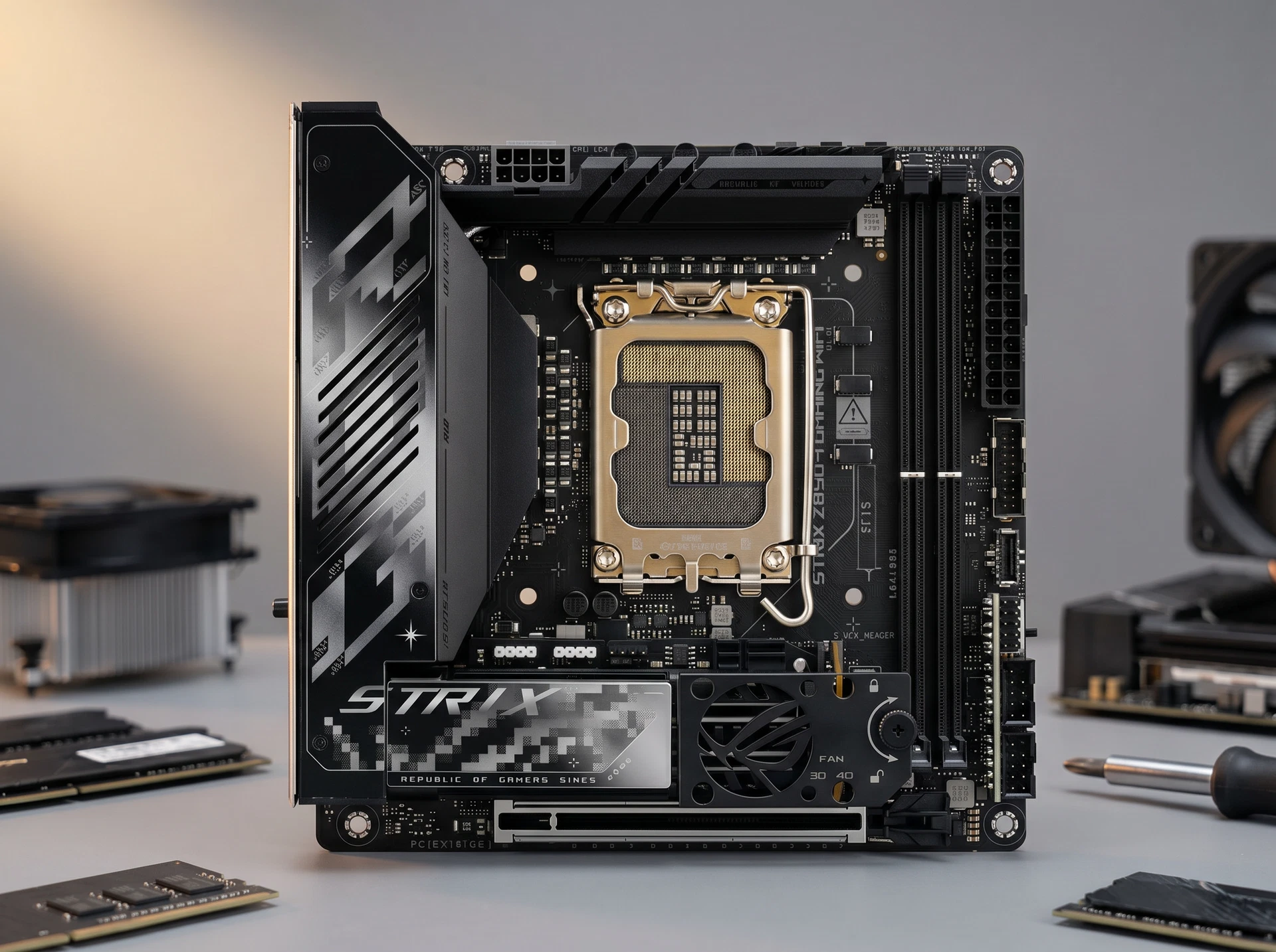 Материнская плата Asus ROG Strix Z890-i Gaming Wifi, Socket LGA 1851, Intel Z890, mATX, RTL [90MB1IC0-M0EAY1] - фото в интерьере