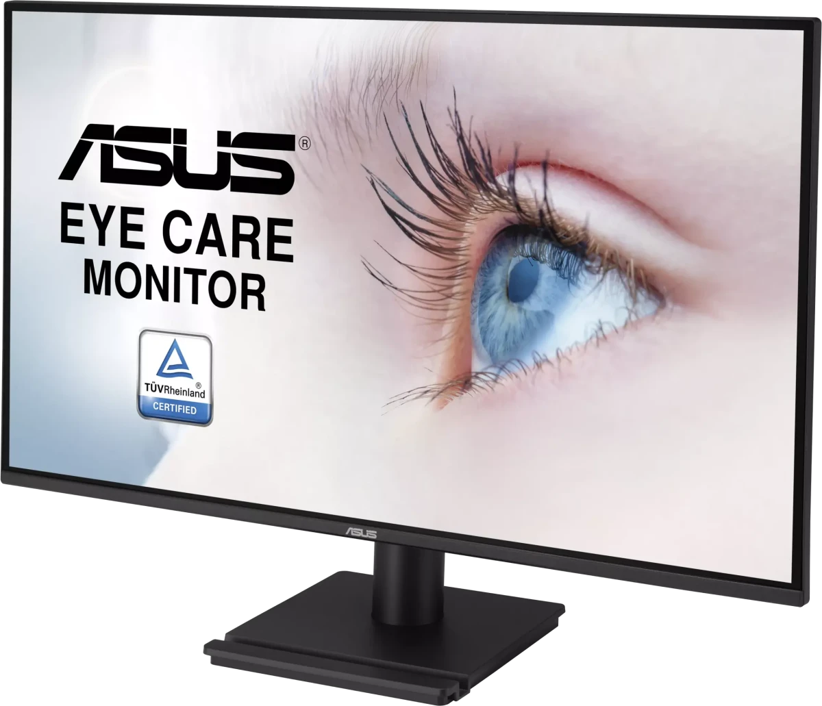 ASUS VA27AQ боковой профиль тонкий корпус на подставке