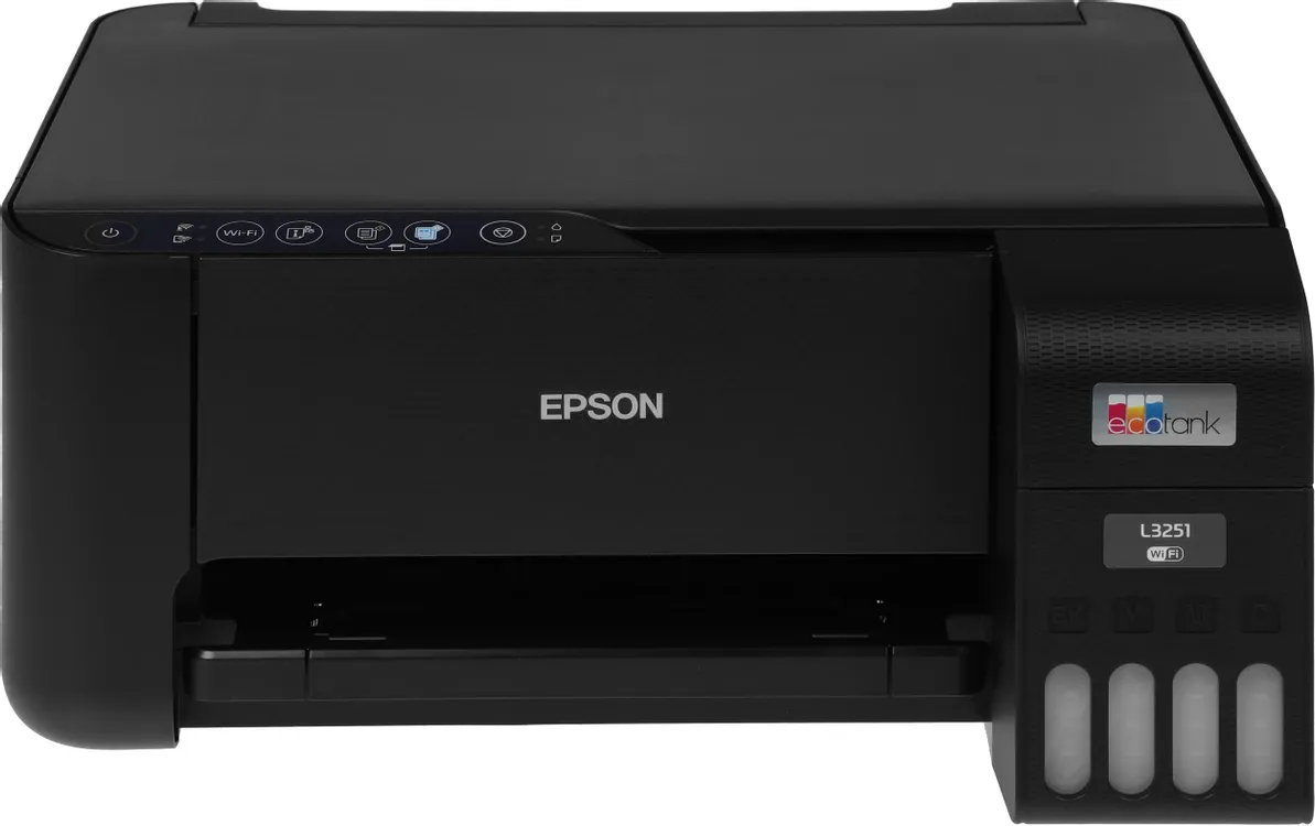 Epson L3252 цветное струйное МФУ вид спереди с открытым лотком