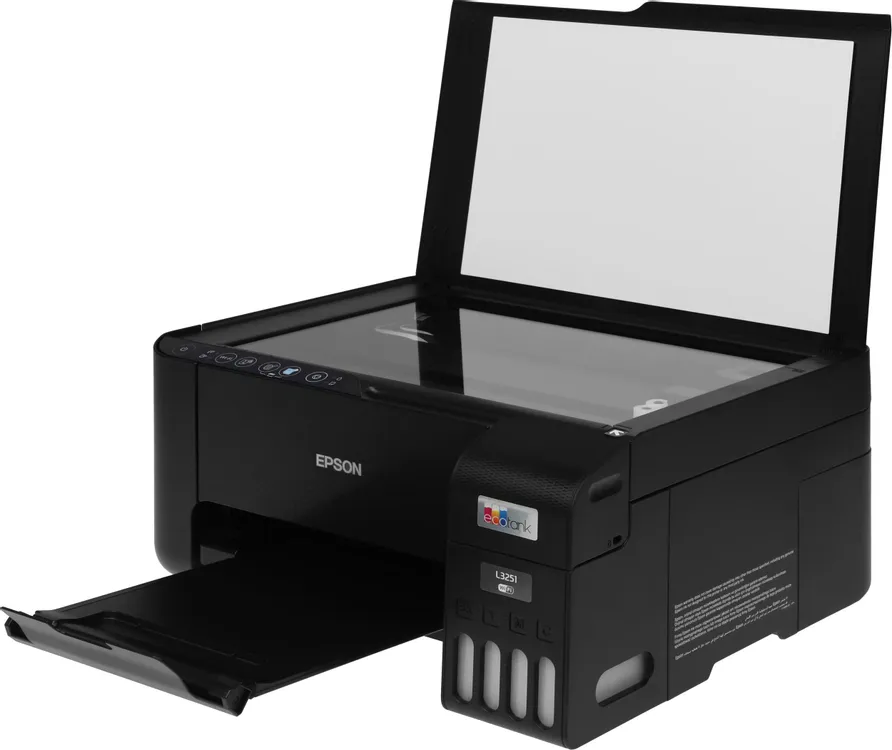 Epson L3252 резервуары EcoTank — четыре чернильницы CMYK при заправке