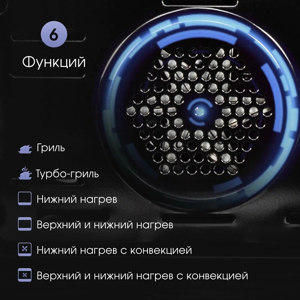 Zigmund Shtain E 145 B духовой шкаф 50 л с грилем и конвекцией — вид спереди с открытой дверцей
