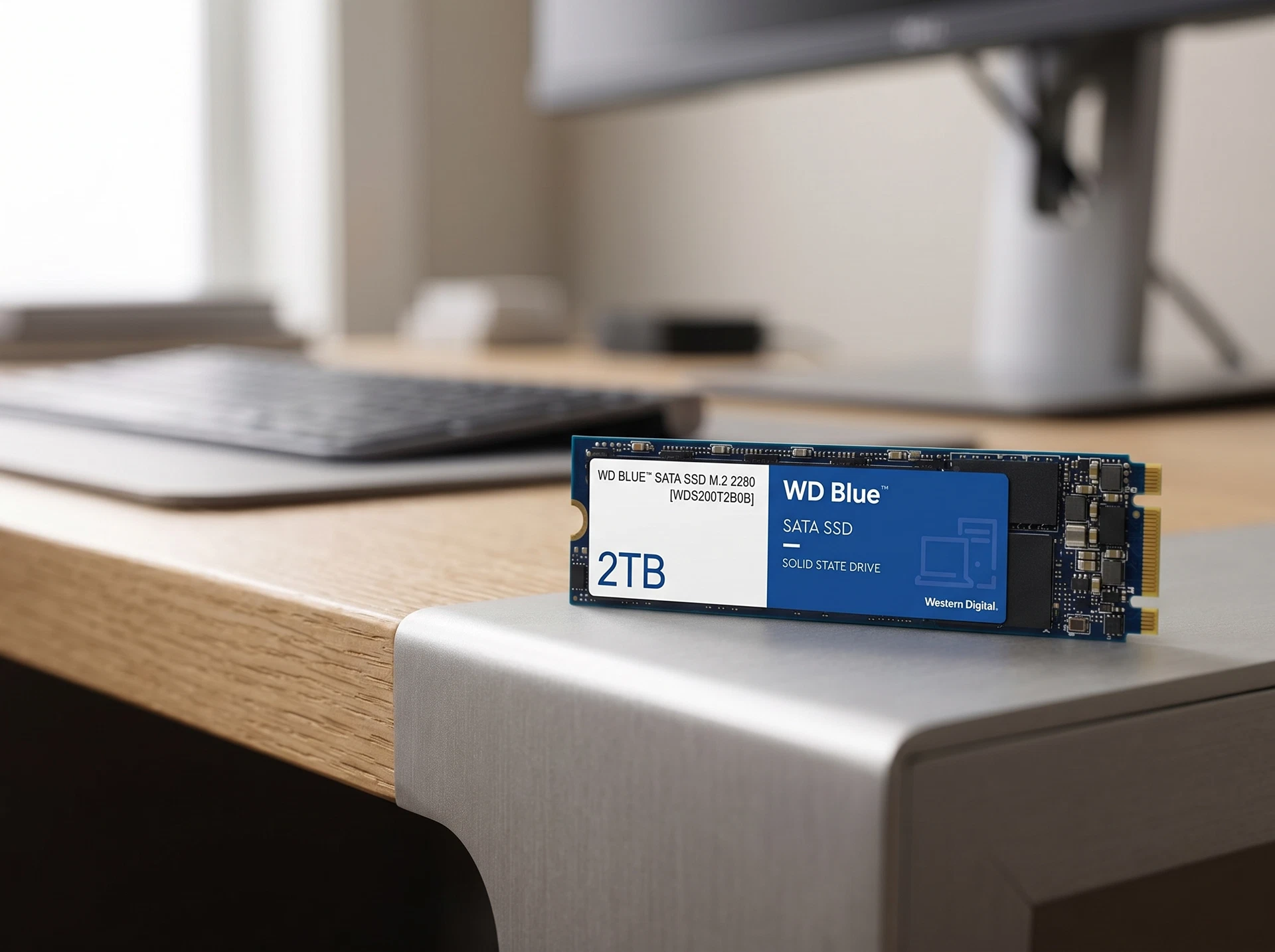 Western Digital WD Blue 2TB M.2 2280 SATA III WDS200T2B0B — накопитель в сборке настольного ПК