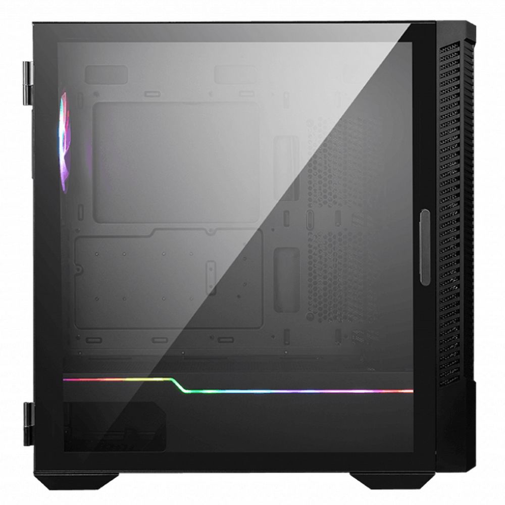 MSI MPG VELOX 100P AIRFLOW вид спереди закалённое стекло RGB подсветка внутренняя компоновка