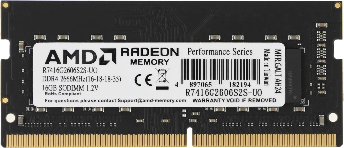 AMD Radeon R7 Performance R7416G2606S2S-UO DDR4 16 ГБ SODIMM 2666 МГц — модуль памяти для ноутбука