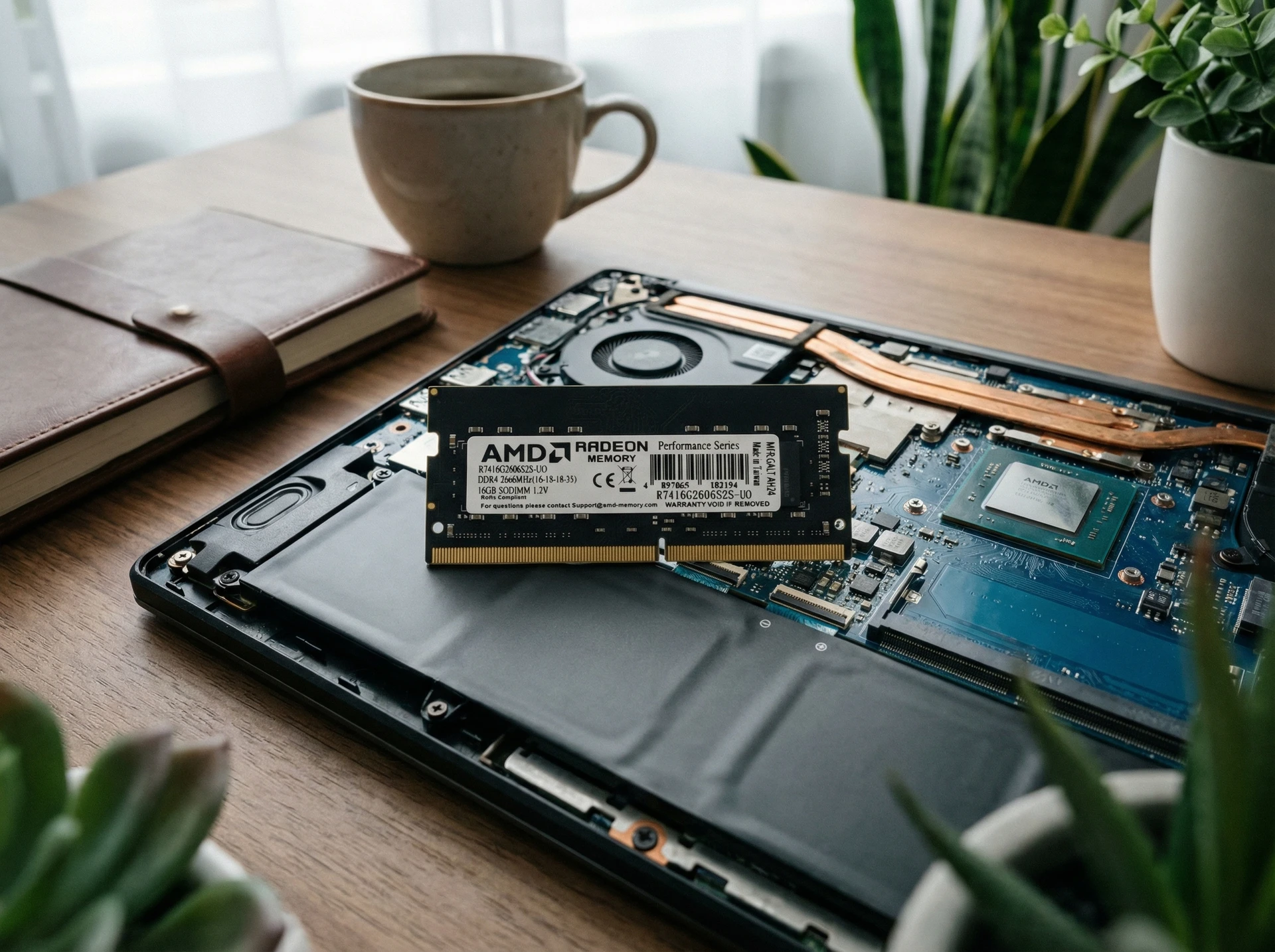 Оперативная память AMD Radeon R7 Performance R7416G2606S2S-UO, DDR4 1х 16ГБ 2666 МГц, SODIMM, OEM - фото в интерьере