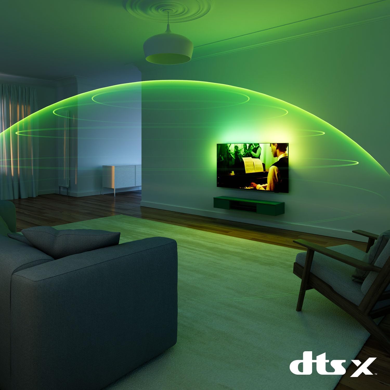 Philips 55OLED770 DTS:X объёмный звук &mdash; сферическая визуализация звукового поля в комнате