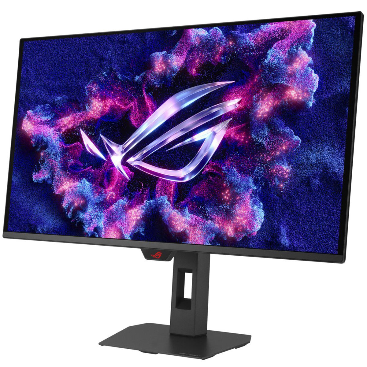 ASUS XG27AQDMES боковой вид тонкий корпус QD-OLED монитора на регулируемой подставке ROG