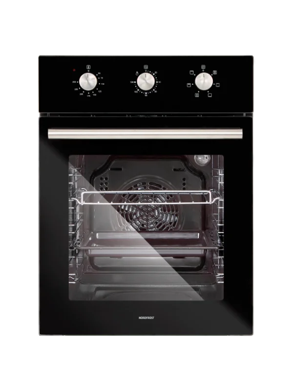 Nordfrost HM 4060 B встраиваемый духовой шкаф чёрный вид спереди механическое управление