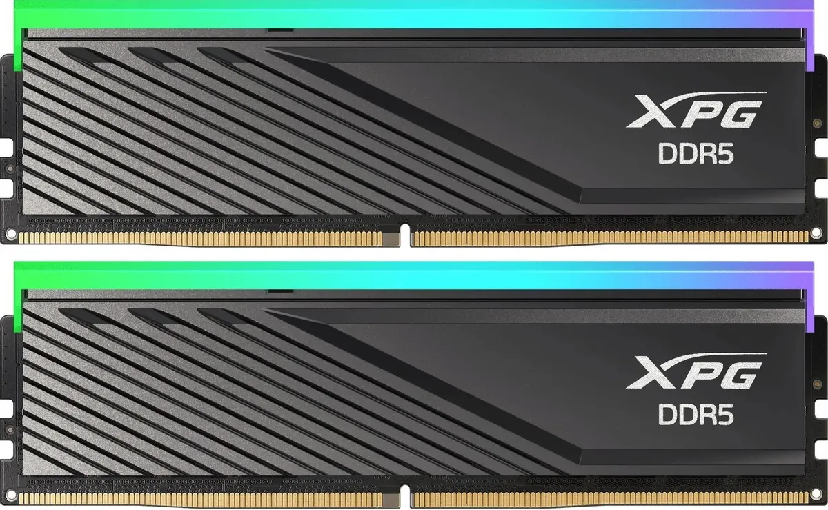 ADATA Lancer AX5U6000C3016G-DTLABRBK DDR5 два модуля с чёрным радиатором и золотыми контактами