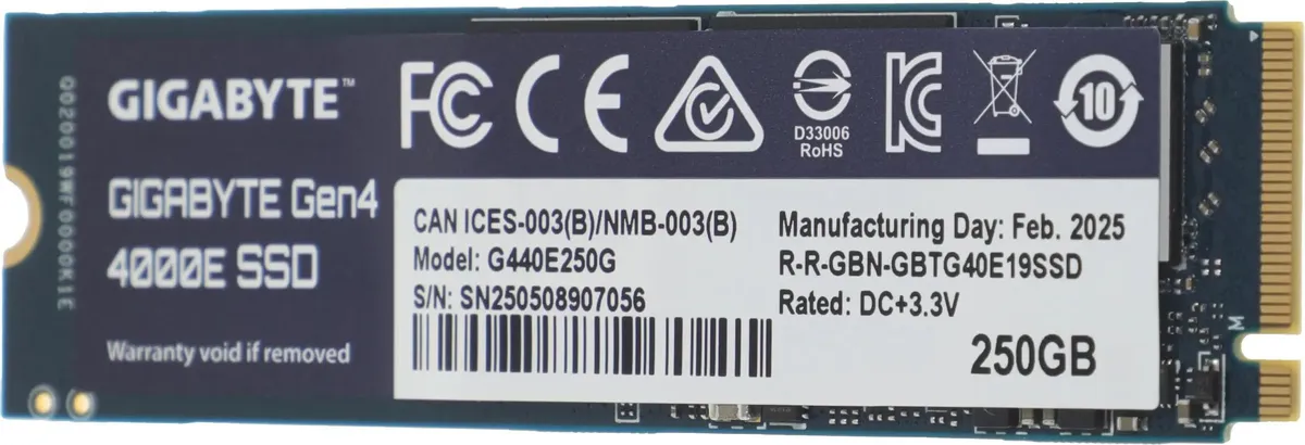 GIGABYTE G440E250G установка в M.2 слот материнской платы PCIe 4.0