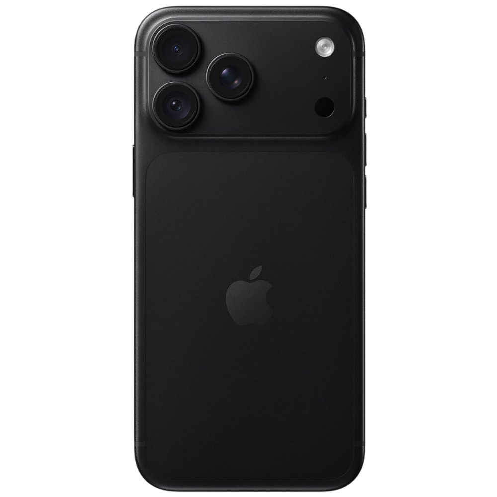 Apple iPhone 18 Pro Max 256GB Black &mdash; вид спереди, корпус из матового стекла Ceramic Shield, логотип Apple