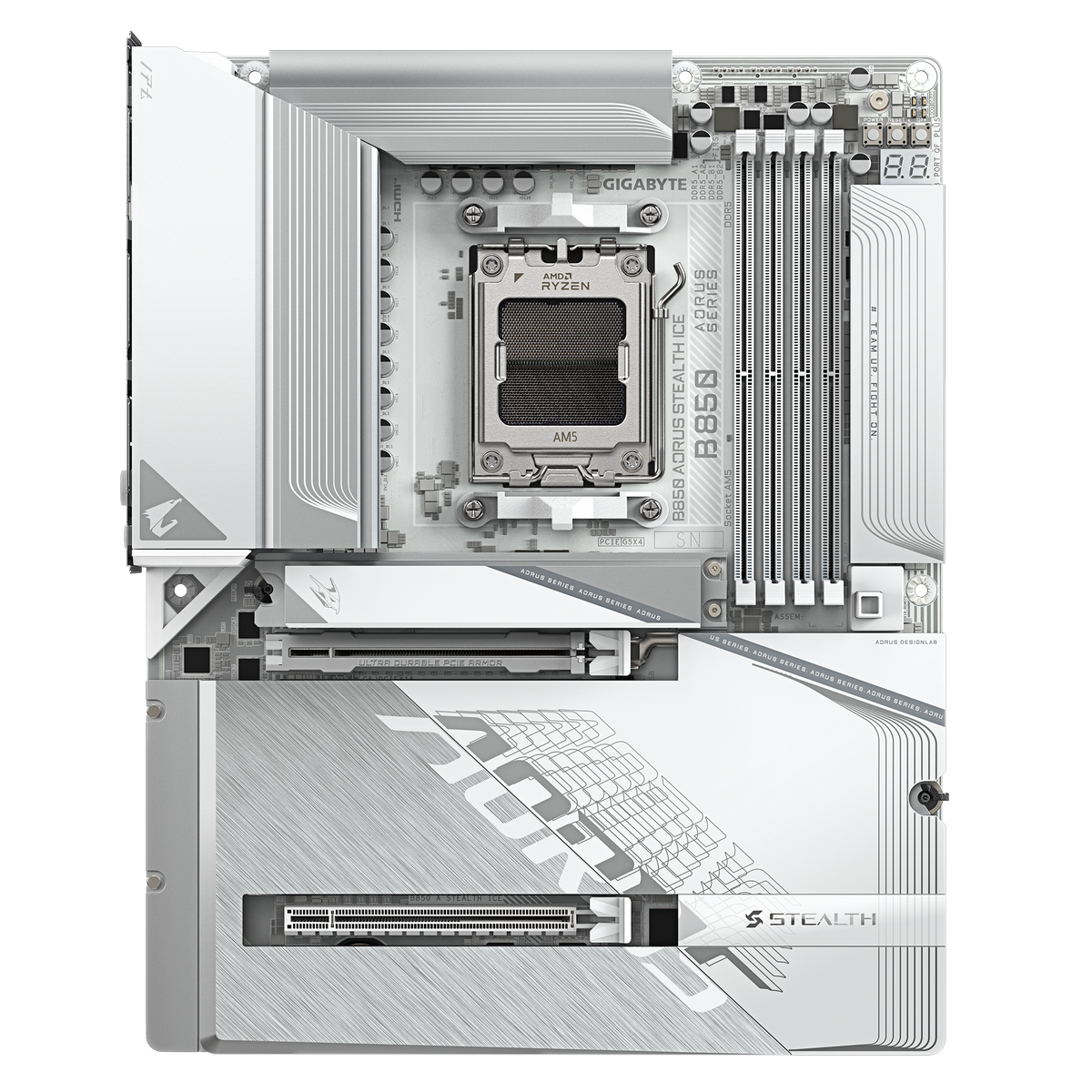 Gigabyte B850 Aorus Stealth Ice разъёмы ARGB RGB и вентиляторы на плате