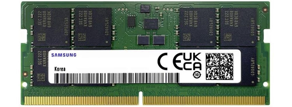 Samsung M425R4GA3BB0-CWM DDR5 SODIMM 32 ГБ — модуль памяти, вид сверху, маркировка и микросхемы