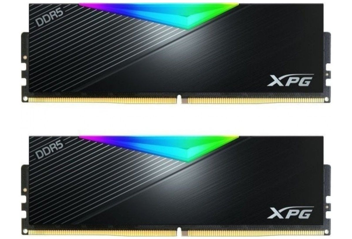 ADATA AX5U6800C3416G-DCLARBK два модуля DDR5 в сборе, вид сбоку