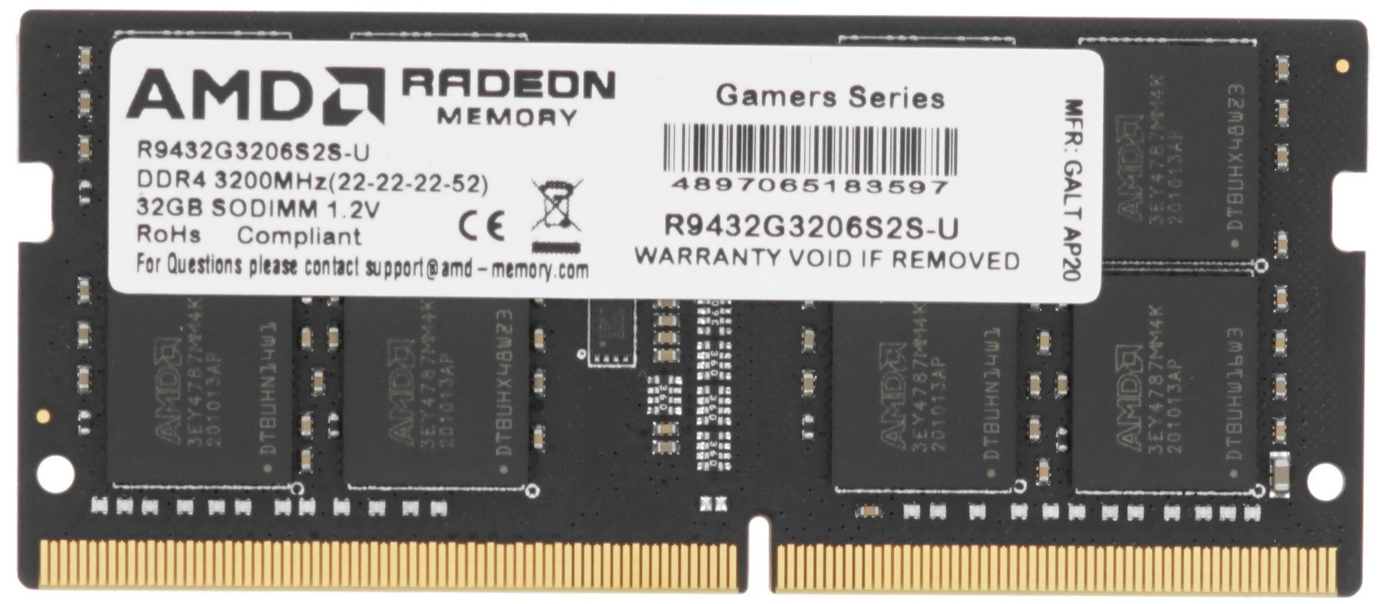AMD Radeon R9 Gamer R9432G3206S2S-UO DDR4 32 ГБ SODIMM 3200 МГц модуль памяти для ноутбука