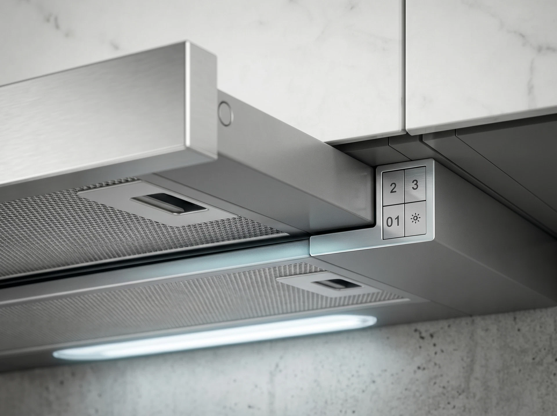 Elica Elite 14 Lux GRIX/A/50 вид в интерьере кухни нержавеющая сталь серый корпус