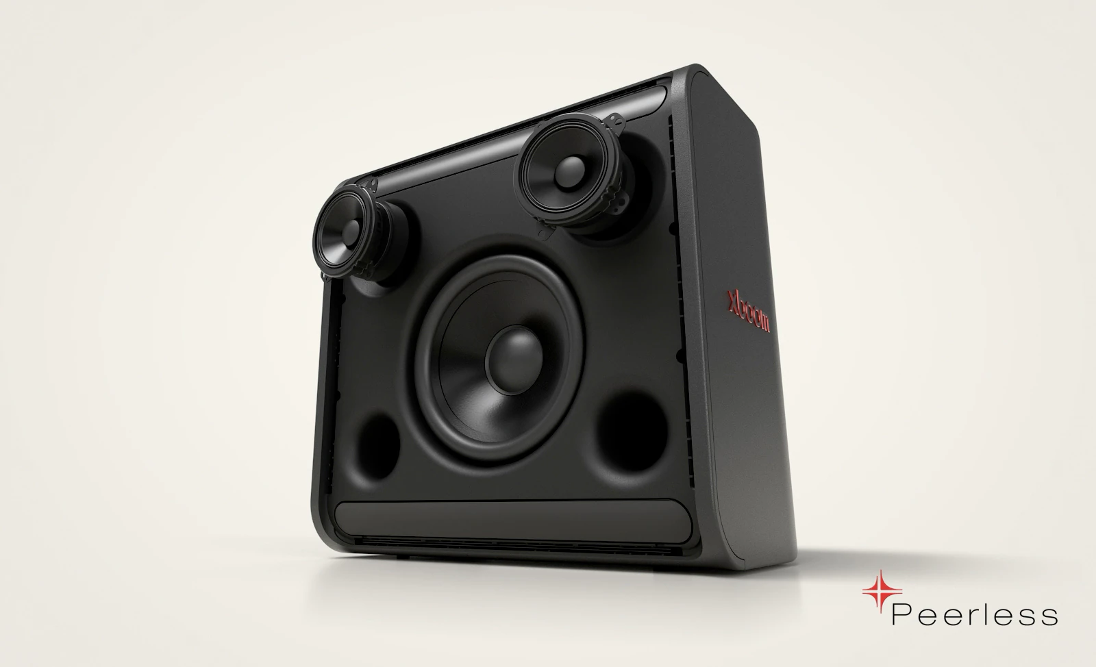 LG Xboom Stage 301 конструкция динамиков — два твитера, центральный бас, боковые порты