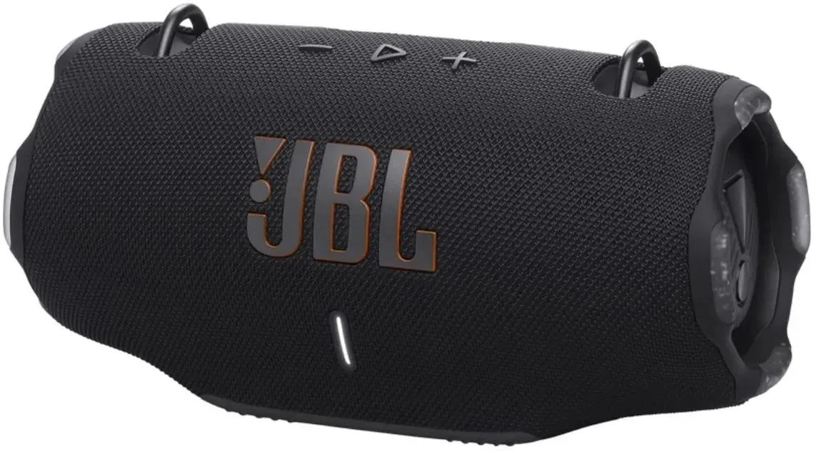 JBL Xtreme 4 Black вид сверху — цилиндрический корпус с логотипом JBL, две ручки переноски и кнопки управления