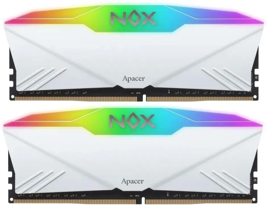 Apacer Nox AH4U32G36C25YNWAA-2 два модуля DDR4 с RGB-подсветкой вид спереди