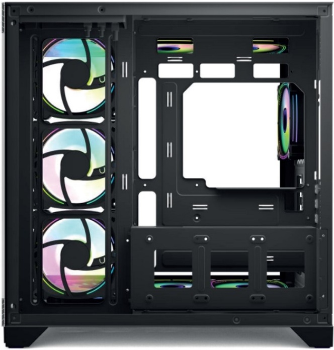 Forza FZ-G42B внутренний вид компоновка компонентов три RGB-вентилятора и кабельный менеджмент
