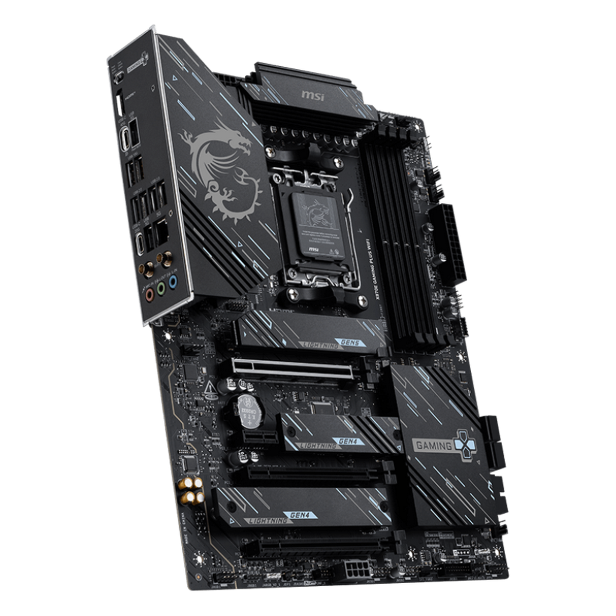 MSI X870E Gaming Plus WiFi слоты M.2 и зона VRM с пассивным охлаждением