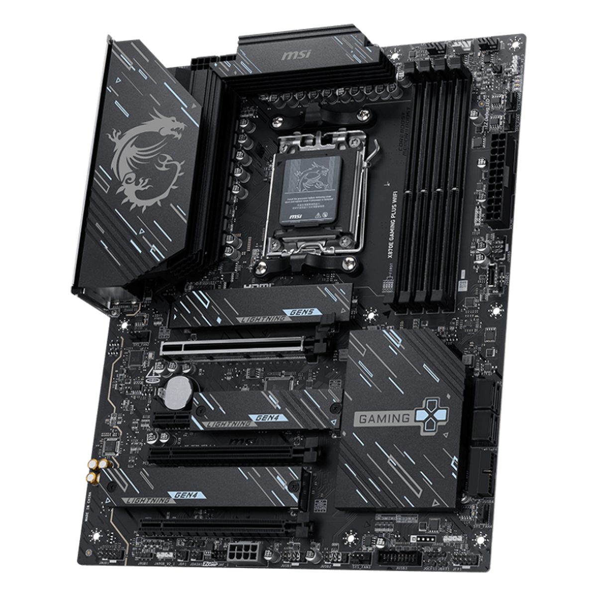 MSI X870E Gaming Plus WiFi задняя панель порты USB4 и Wi-Fi антенна